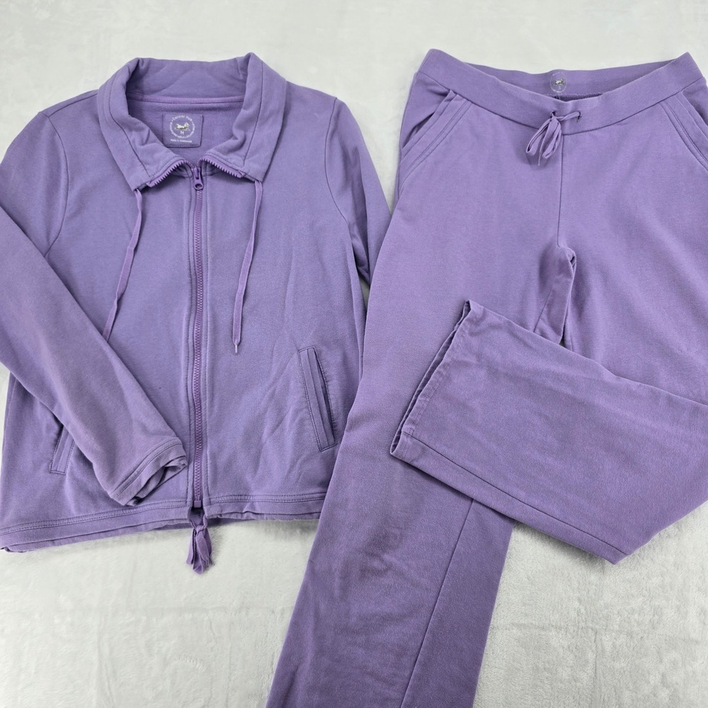 Central Park Tracksuit Womens M/S Set Purple Cotton Blend Performance Lounge